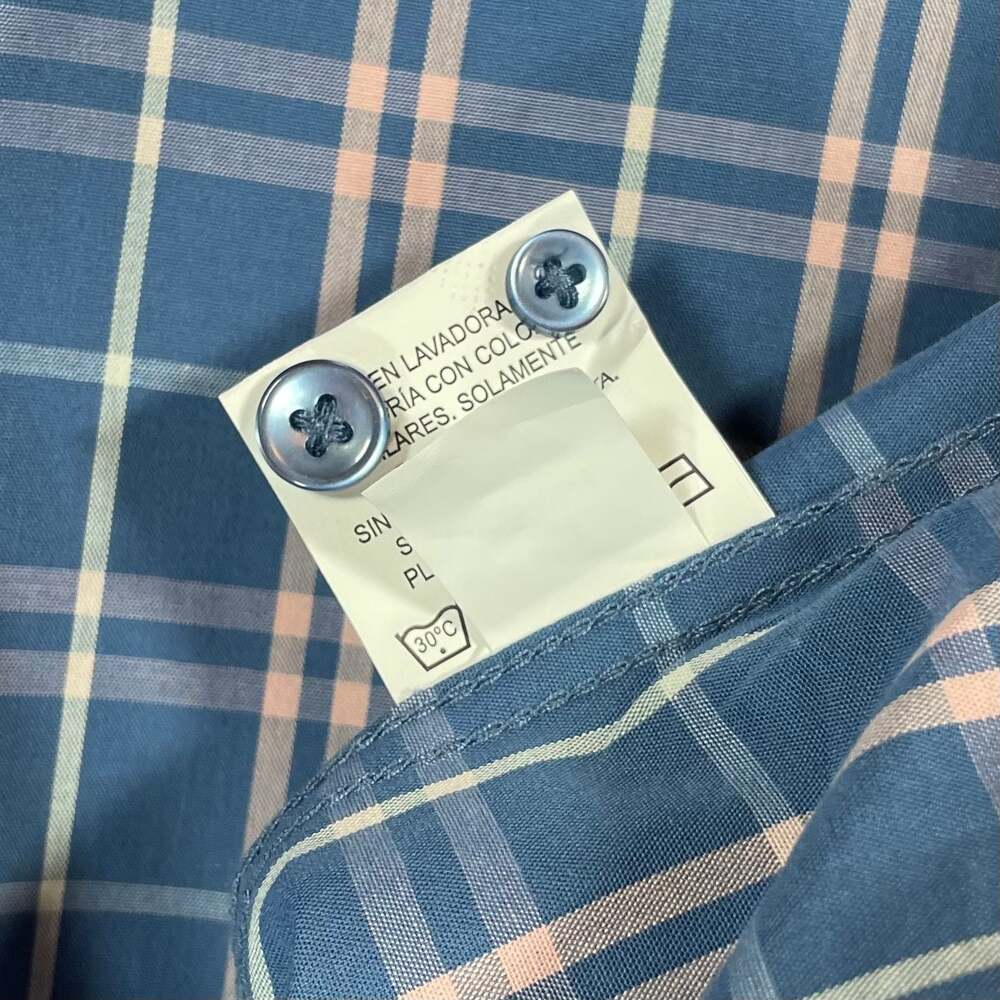 Beverly Hills Polo Club Men's 2XLB Blue Plaid Short Sleeve Button-Up Shirt - Picture 4 of 9